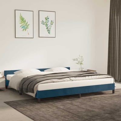 vidaXL - Bedframe - zonder - matras - 200x200 - cm - fluweel - donkerblauw