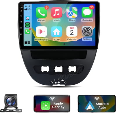 JUNSUN V4 Pro Autoradio - Geschikt voor Peugeot 107 Citroen C1 Toyota Aygo, - Android 15 - 6+128 GB - Draadloos Carplay & Android Auto - Ccta-Core & GPS Navi & SWC & Bluetooth & Wifi 4G KAM