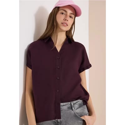Blouse met hangende schouder in linnen
