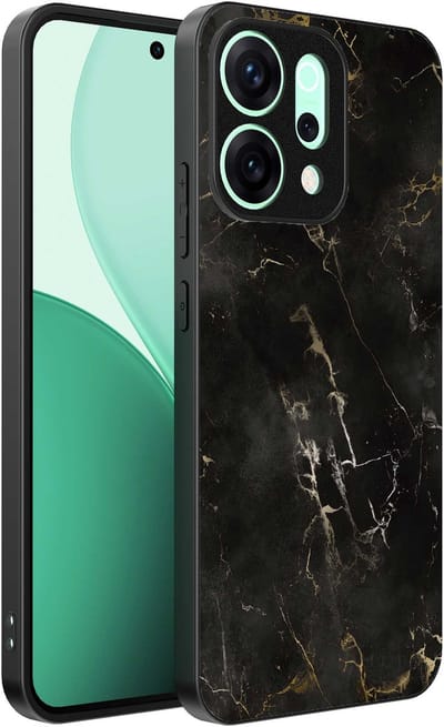 Geschikt voor Oppo Reno 14 Telefoonhoesje met marmer opdruk - TPU backcover case black marble design - Zwart - Smartphonica geschikt voor Oppo Reno 14