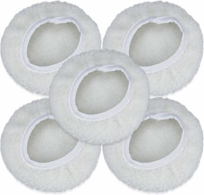 Set van 5 polijstbonnet - 125-150 mm kit - automatische polijstschijf wollen motorkap waxpads - voor de meeste autopolijstmachines，Polijstvacht set ，Polijstmachine