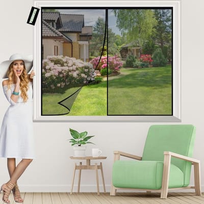 Magnetisch Hor - Vliegengordijn Raam - Insecten Buiten Houden - Zonder Boren - 70x135cm - Zwart