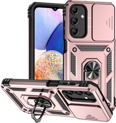 Coverup Hoesje - Geschikt voor Samsung Galaxy A15 Hoesje - Coverup Armor Ring Kickstand Back Cover met Camera Shield - Rose Gold