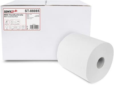 Midi Handdoekrollen Wit - 2-laags Keukenrol voor Professioneel Gebruik - 6 Rollen