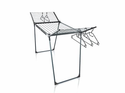 Leifheit droogrek Pegasus 200 Solid zwart - 20 m drooglengte - incl. houders voor klein wasgoed en 5 kledinghangers
