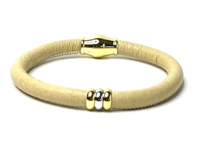 NIEUW! Jolla - dames armband zilver - leer - magneetsluiting - bedels - tweekleurig - Single Ladies Gold - Beige