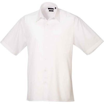 Premier Heren Poplin overhemd met korte mouwen (Wit)
