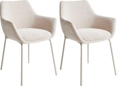 BOWDON - Eetkamerstoel set van 2 - Lichtbeige - Chenille