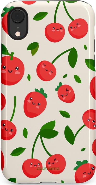 Casetastic Hoesje Geschikt voor Apple iPhone Xr - Stijlvolle Beschermende Duo-layer Case - Knappe Kers