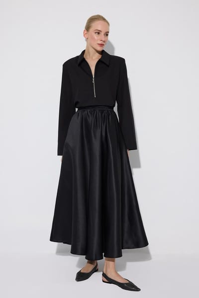 Touché Privé - Gerimpelde satijnen rok - Zwart - Dames