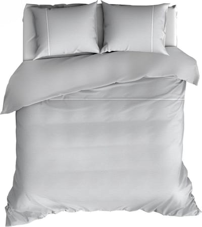 Romanette Duchesse flanel dekbedovertrek - Silver/Wit - 2-persoons (200x200/220 cm + 2 slopen)