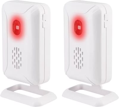 Draadloze Melder - Gastenmelder Alarm - Bezoekers Ontvangen - 5 Modi 32 Melodieën - 2 Ontvangers - Wit