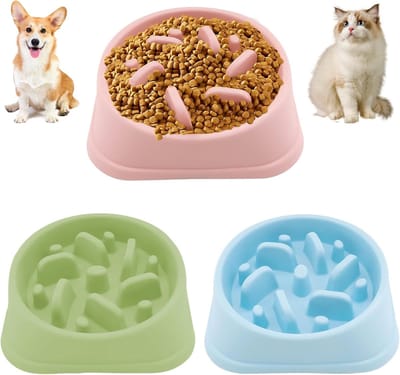 Famanu – Anti-schrokbak voor honden - antislip draagbak voor honden - langzaam voedende hondenbak - langzame voerbak - hondenkom voor honden - katten - gezond en langzaam eten - 24,7 x 4,5 cm
