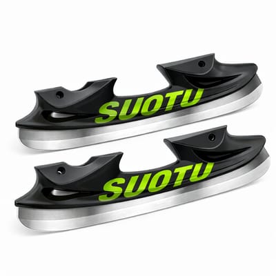 Suotu IJshockeyaccessoires - 1 Set RVS Lemmet en Beschermer voor Schaatsen - Vervangende lemmeten - Geschikt voor de Suotu S78 Skeelers Maat: EUR 28-30 - Groen/Zwart