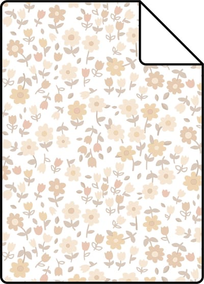 Proefstaal ESTAhome behang bloemetjes beige - 26.5 x 21 cm - 139578-S