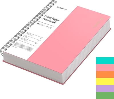 A4 spiraalnotitieboek gelijnd, 300 pagina's, 100 gsm, waterdichte softcover, dubbeldraadsbinding