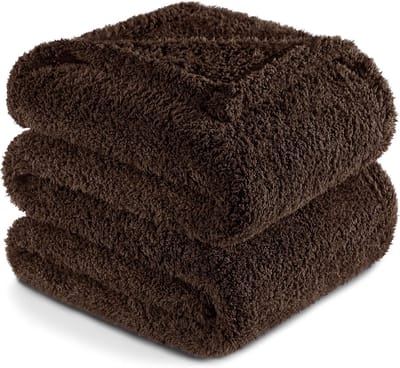 Luxe Fleece Deken Sofa Bank Ultra Zacht Warm Woondeken 230x270cm Bruin
