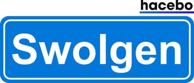 Hacebo - Plaatsnaam Sticker - 29x10 CM - Swolgen sticker - Verkeersborden sticker - grappige cadeaus - Swolgen