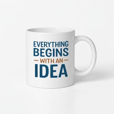 Inspirerende Koffiemok "Everything Begins With an Idea" - 330ml Keramische Mok