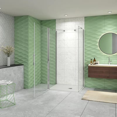 Serie Romy – Douchecabine Rechthoek – 70x80 – Draaideur met Vaste Wanden – Vrijstaand – Antikalk – Chroom – 6mm Helder Veiligheidsglas