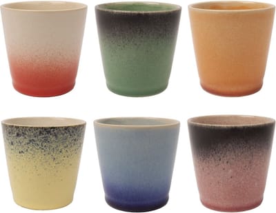Dutch Kitchen Koffiekopjes Fire 200 ml - 6 stuks - zonder oor - hip en trendy