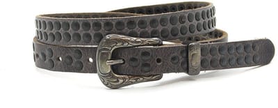 Damesriem grijs met studs - 2 cm breed - Leer - Smalle riem - Stoer - Maat 85