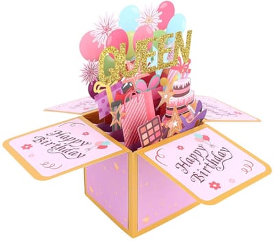 Dailygoods- Pop-upkaart 3D Kleurrijke Ballonnen - Verjaardagskaart met Envelop - Creatief Verjaardagscadeau - Feestdecoraties - Papier 23x23x17,6 cm