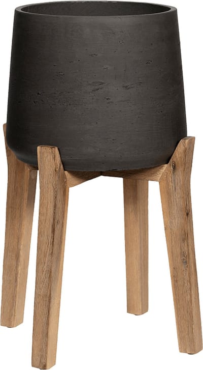 Pottery Pots - Bloempot Patt M (Feet High), Zwart ⌀23cm x H34.5cm - Indoor en Outdoor