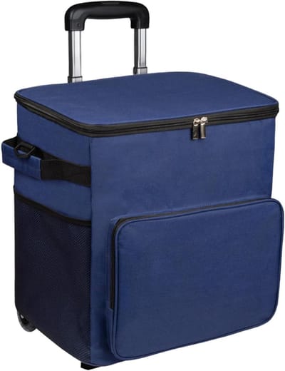 Koeltas met wielen - Zachte koelbox - Outdoor activiteiten - Waterdichte isolatie - 35 liter - Donkerblauw