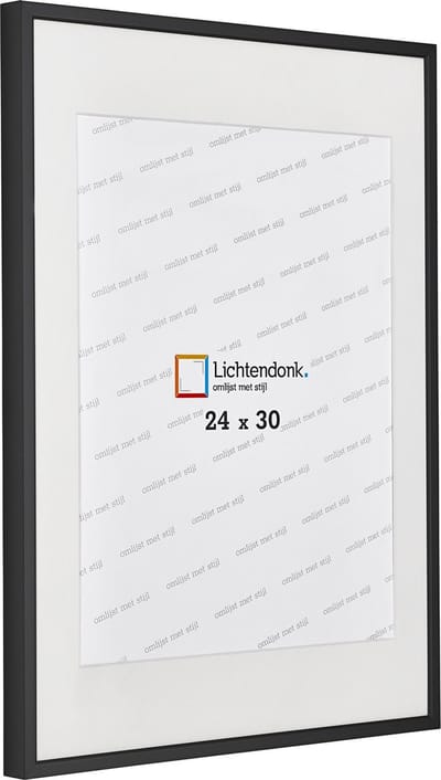 Aluminium Wissellijst Zwart met PASSE-PARTOUT – 24 x 30 Fotomaat – Lijstmaat 30x40 – Professional – Helder Acrylite