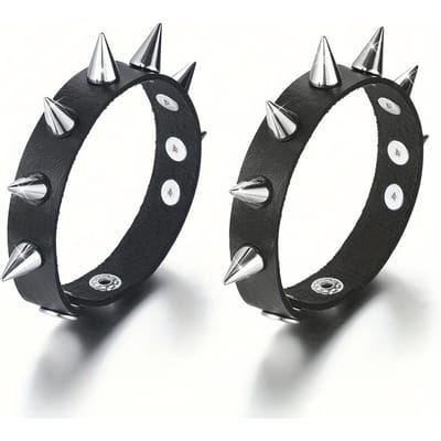Bracelet Gothic Punk Rock à Rangée Unique Cloutée - Bracelet en Cuir PU Pour Cadeau de Fête d'Anniversaire gray