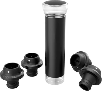 DOWO® - Wijnstopper vacuüm - Met 4 Wijnstoppers - Wijndop - Wijnafsluiter - Wijn vacuüm pomp - Wijn accessoires - Wijn pomp - Vacuüm pomp - Wijn saver