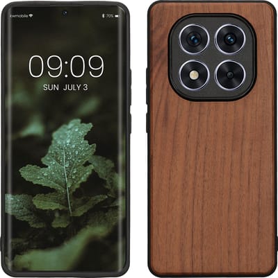 kwmobile telefoonhoesje geschikt voor Xiaomi Redmi Note 14 Pro 5G / Poco X7 - Hoesje met bumper in donkerbruin - Backcover - hout