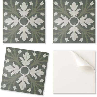 Set vinyltegels met een motief voor de keuken en woonkamer. Plantenpatroon op tegels van 20x20x20 cm.