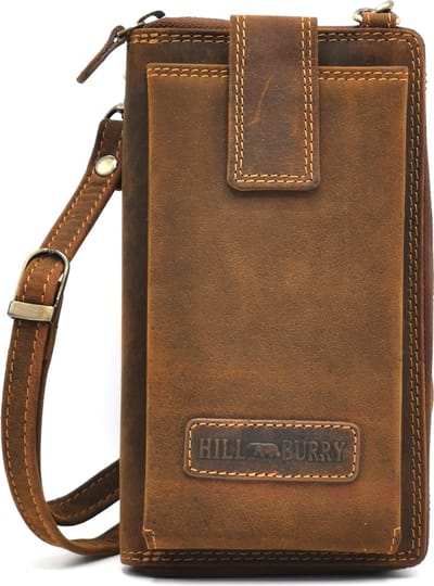 HillBurry Telefoontas-Portemonnee Buffelleer - (bxhxd) ca. 11cm x 19cm x 3cm