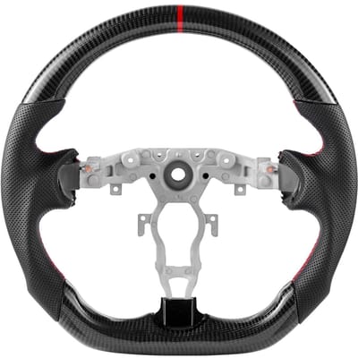 Stuurwiel voor 2008-2020 Nissan 370Z, Koolstofvezel Stuurwiel D-vormig Plat Bodem, Lederen Grip met Antislip Textuur & Nauwkeurige Stiksels,