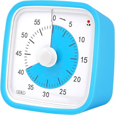 Timer - Kookwekker - Visuele timer kinderen - Visuele Timer - Verbeterde zwarte visuele timer met beschermhoes - Stille 61 minuten countdown-timer voor kinderen en volwassenen met herinnering bij laag batterijniveau （Blauw ）