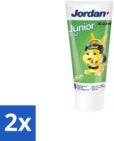 2 x Jordan - Junior - Tandpasta - 6-12 jaar - 50 ml - Tandpasta Voor Kinderen - Tandpasta 6-12 Jaar - Fluoride 1450 Ppm - Wisselgebit Bescherming - Gaatjesvoorkomend