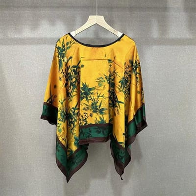 Sjaals Zomer Strand Sexy Dames Mode Print Chiffon Tuniek Bikini Cover-up Losse Blouse Zonbescherming Comfortabele Poncho M