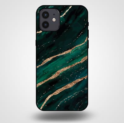 Smartphonica Telefoonhoesje voor iPhone 12/12 Pro met marmer opdruk - TPU backcover case marble design - Groen Goud geschikt voor iPhone 12;iPhone 12 Pro