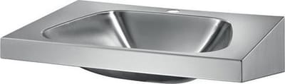TRAPEZ wastafel kraangat Ø35 midden z. overloop RVS 304 mat