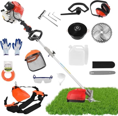 Benzine Grastrimmer - Bosmaaier Combisysteem - Tuinonderhoud Uitvoeren - Krachtige 52cc Motor - 38 cm Snijbreedte - Rood