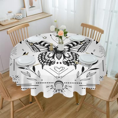 Zonnebloem Vlinder Lijnen Rond Tafelkleed Waterdichte Tafelbeschermer Voor Bruiloftsfeest Decoratie Eettafelkleed 4pcs 33x48 Table mat gray
