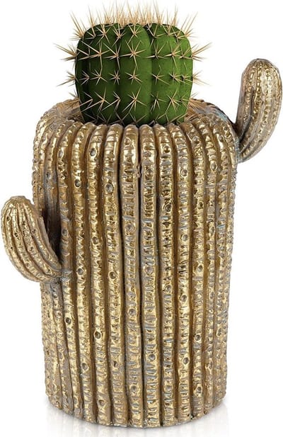 Bloempot Gouden Cactus 34,5 cm - Plantenstandaard - Plantenmand - voor Planten - Bloemen