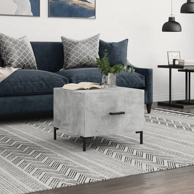 vidaXL - Salontafel - 50x50x40 - cm - bewerkt - hout - betongrijs