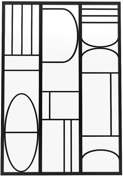 Vente-unique Glazen binnenraam van gepoederlakt aluminium in art-decostijl - 90 x 130 cm - Zwart - COUBARTA