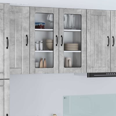 vidaXL - Wandglas - Kasten - LUCCA - Betongrijs - 80 - x - 31 - x - 80 - cm - Bewerkt - hout