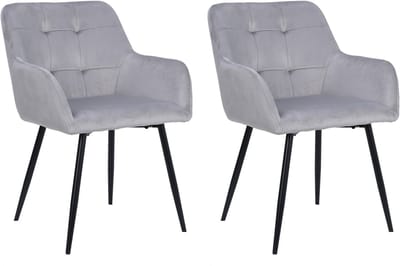 Bostony| Eetkamerstoel 2-pack lichtgrijs fluweel