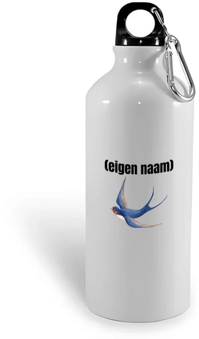 Hacebo® - blauwe vogel met eigen naam waterfles - Vogels - dieren liefhebber - iemand die houdt van vogels - verjaardag - cadeau - kado - geschenk - water fles - 400ML