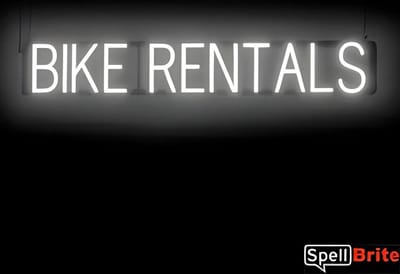 BIKE RENTALS - Lichtreclame Neon LED bord verlicht | SpellBrite | 88 x 16 cm | 6 Dimstanden - 8 Lichtanimaties | Reclamebord neon verlichting